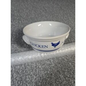 Stoneware Chicken Soup Bowl  FTD Vintage Pottery Ceramic Blue Series 1980s Korea